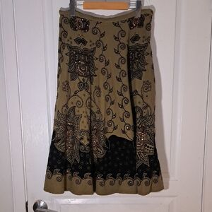 195 - 🪶Free Spirited Boho Mandala Midi Skirt